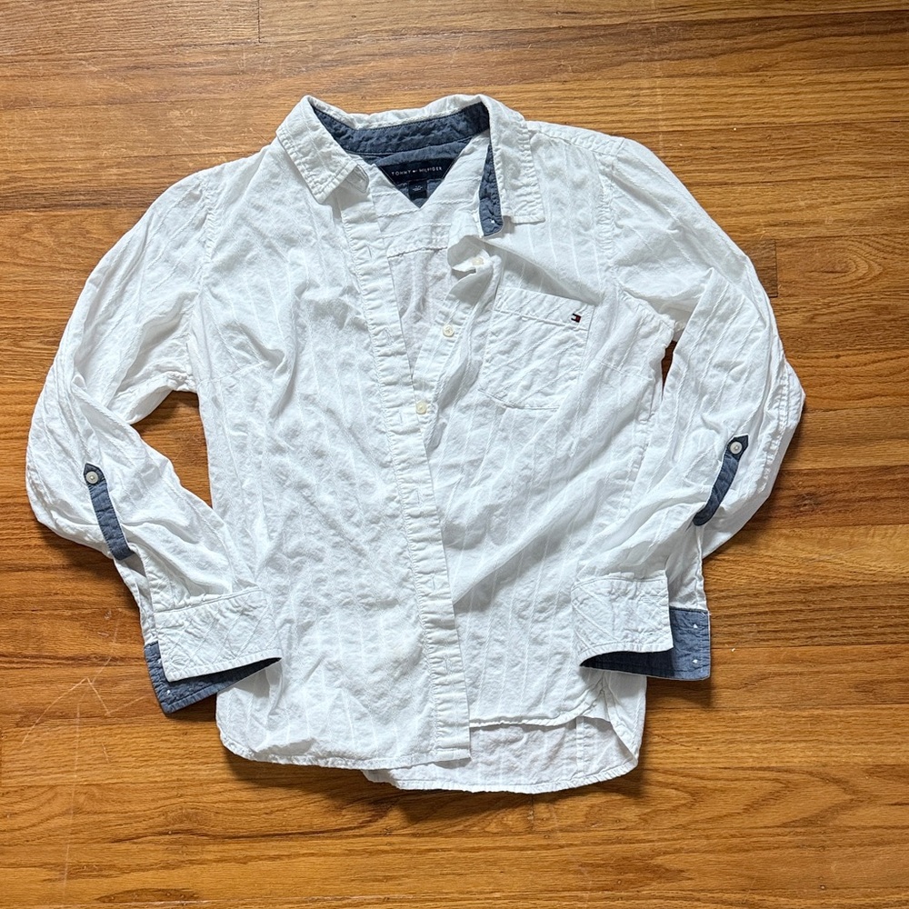 Tommy Hilfiger White Shirt with Blue Trim